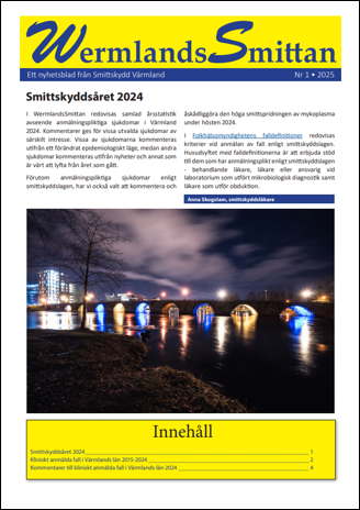 Bilden visar tidningen WermlandsSmittan nr 1 2025 för smittskyddsåret 2024, Region Värmland.