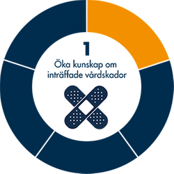 Illustration: Fokusområde ett av fem: öka kunskapen om inträffade vårdskador.